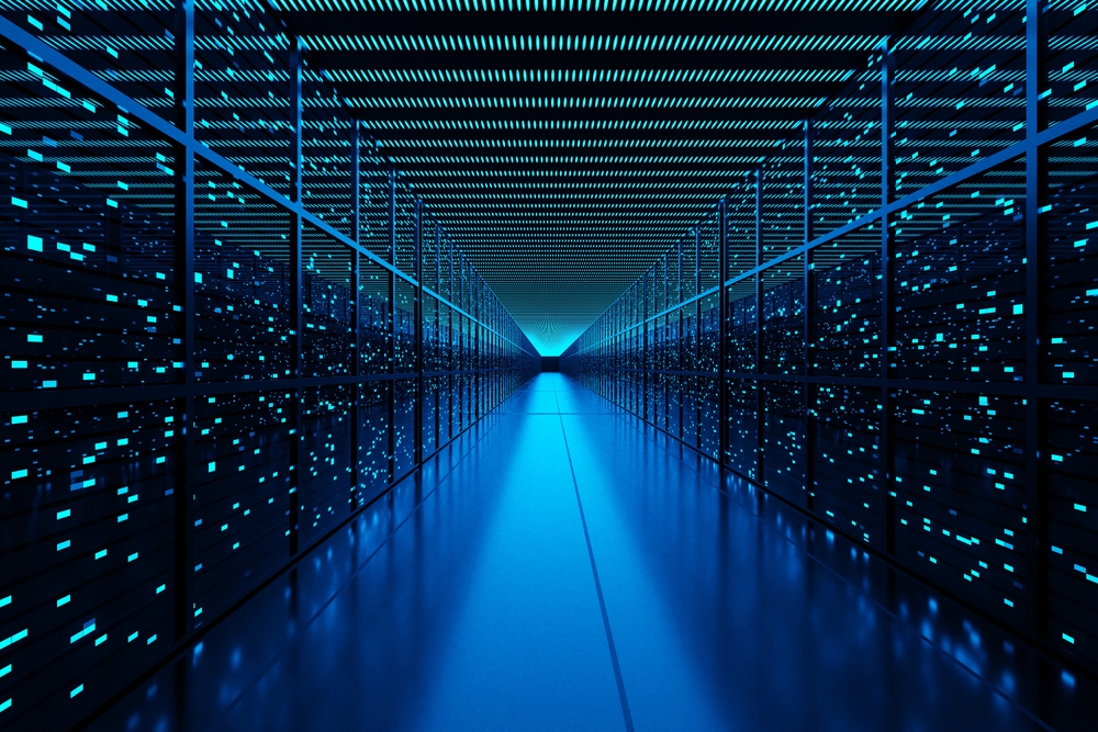 Server,Racks,Full,Of,Routers,,Switches,And,Servers,Aligning,On